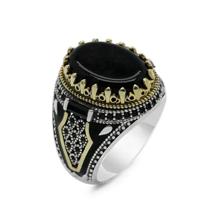 Retro Handmade Turkish Signet Ring for Men Women