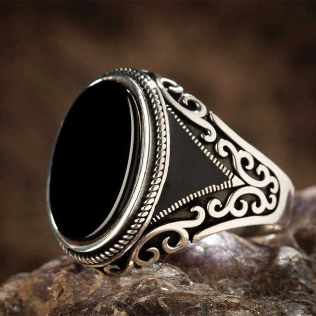Retro Handmade Turkish Signet Ring for Men Women