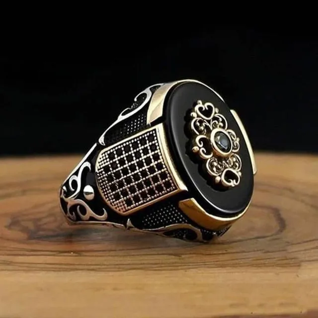 Retro Handmade Turkish Signet Ring for Men Women