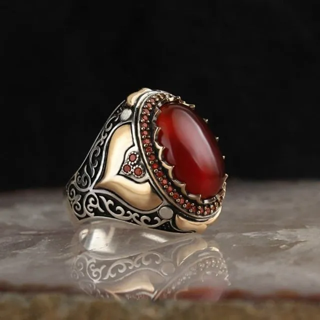 Retro Handmade Turkish Signet Ring for Men Women