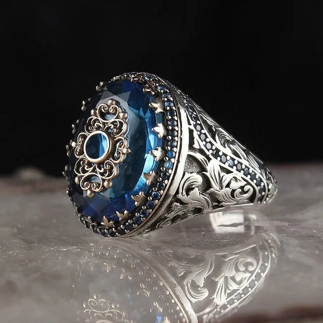 Retro Handmade Turkish Signet Ring for Men Women