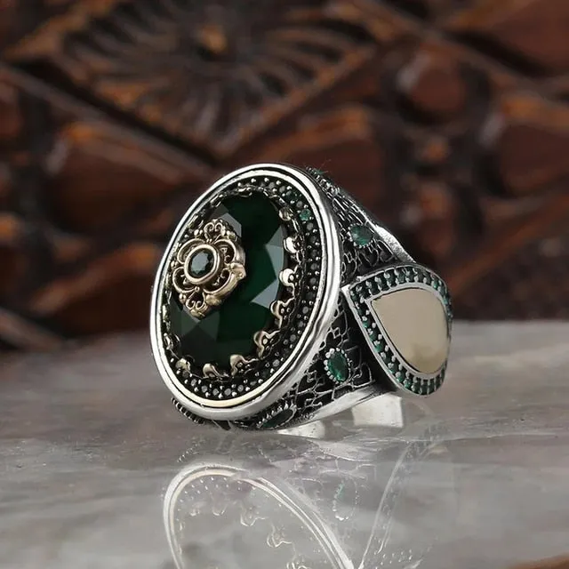 Retro Handmade Turkish Signet Ring for Men Women