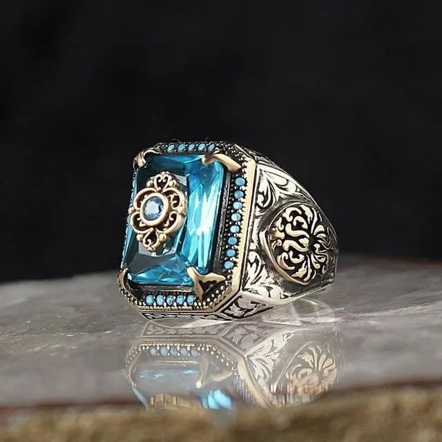 Retro Handmade Turkish Signet Ring for Men Women