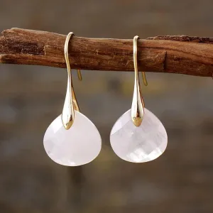 'Ritzy' Rose Quartz Stone Drop Earrings
