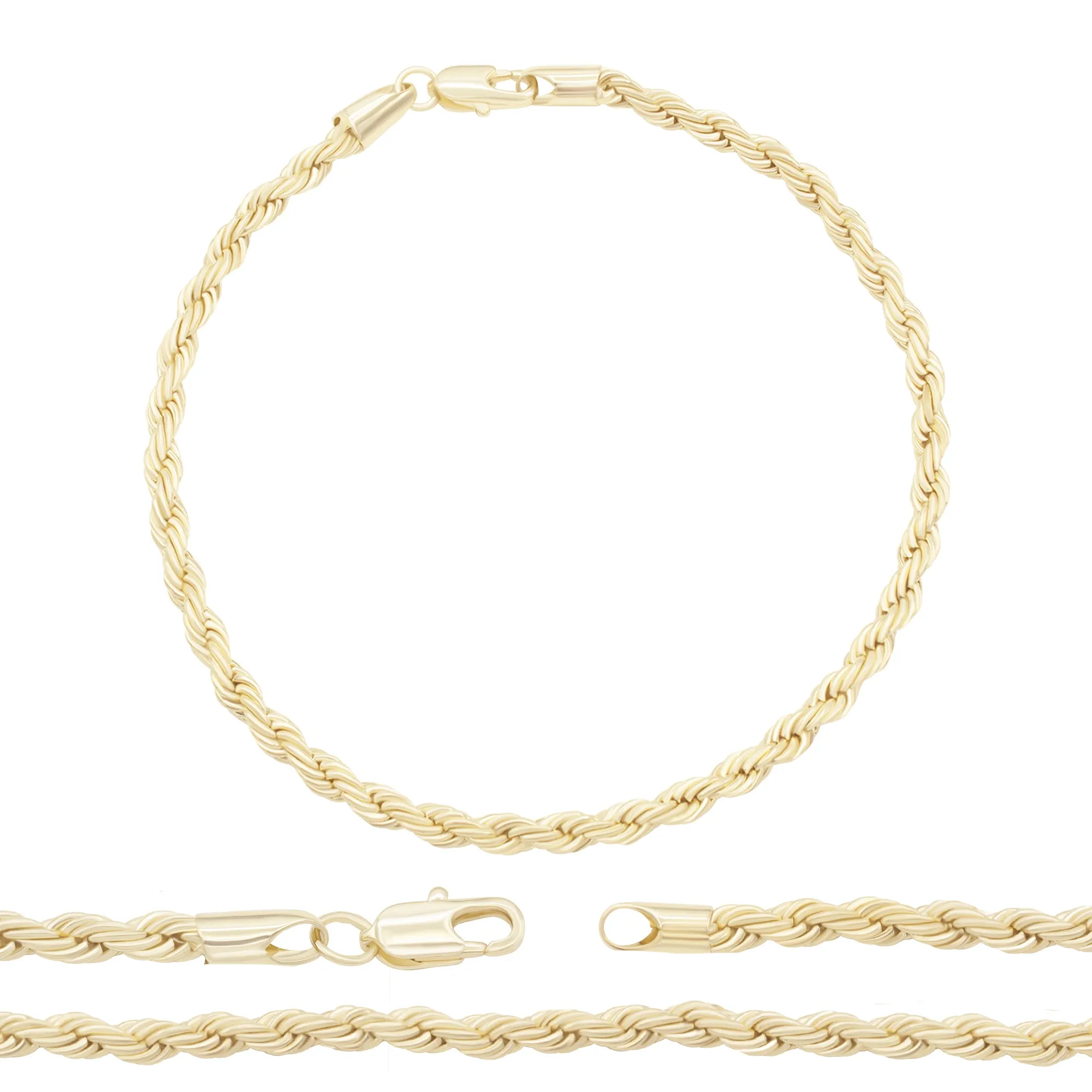 Rope Anklet Gold Filled 14K Foot Bracelet Jewelry Gift for Women Girls 9.5'' Long