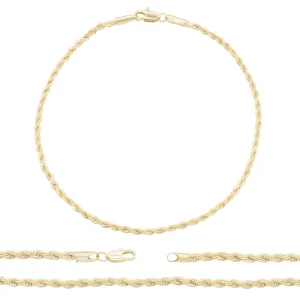 Rope Anklet Gold Filled 14K Foot Bracelet Jewelry Gift for Women Girls 9.5'' Long