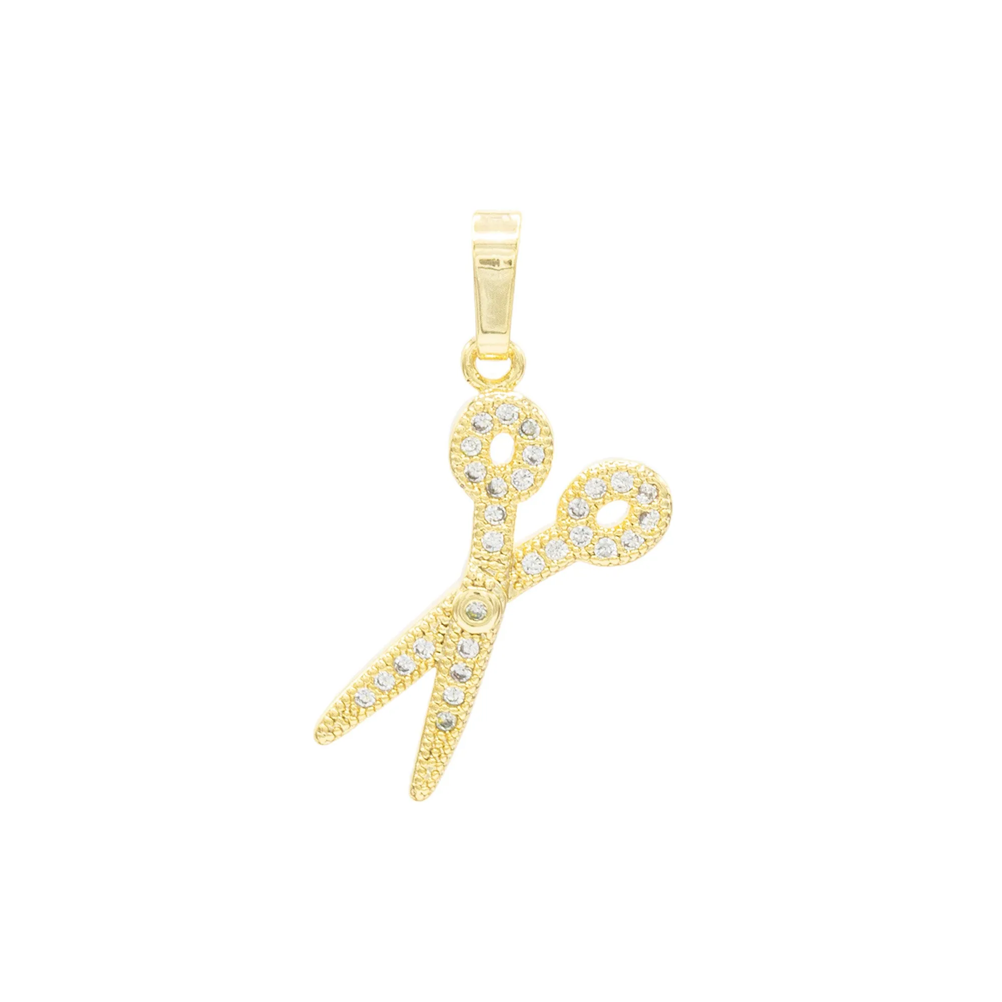 Scissors Pendant 14K Gold Filled Cubic Zirconia Anklet 10" Set 2.5 mm Women Jewelry