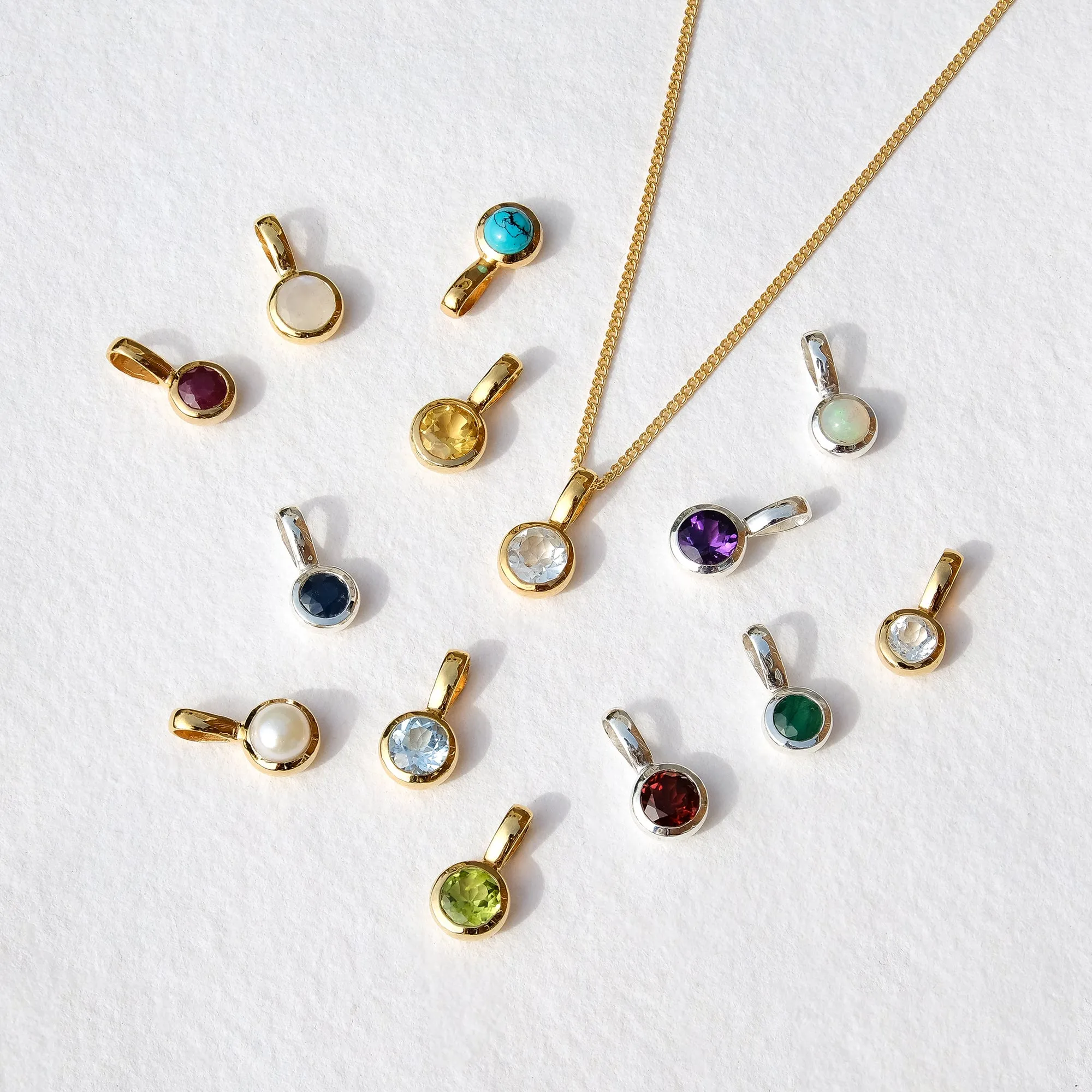 September Birthstone Charm Necklace - Sapphire