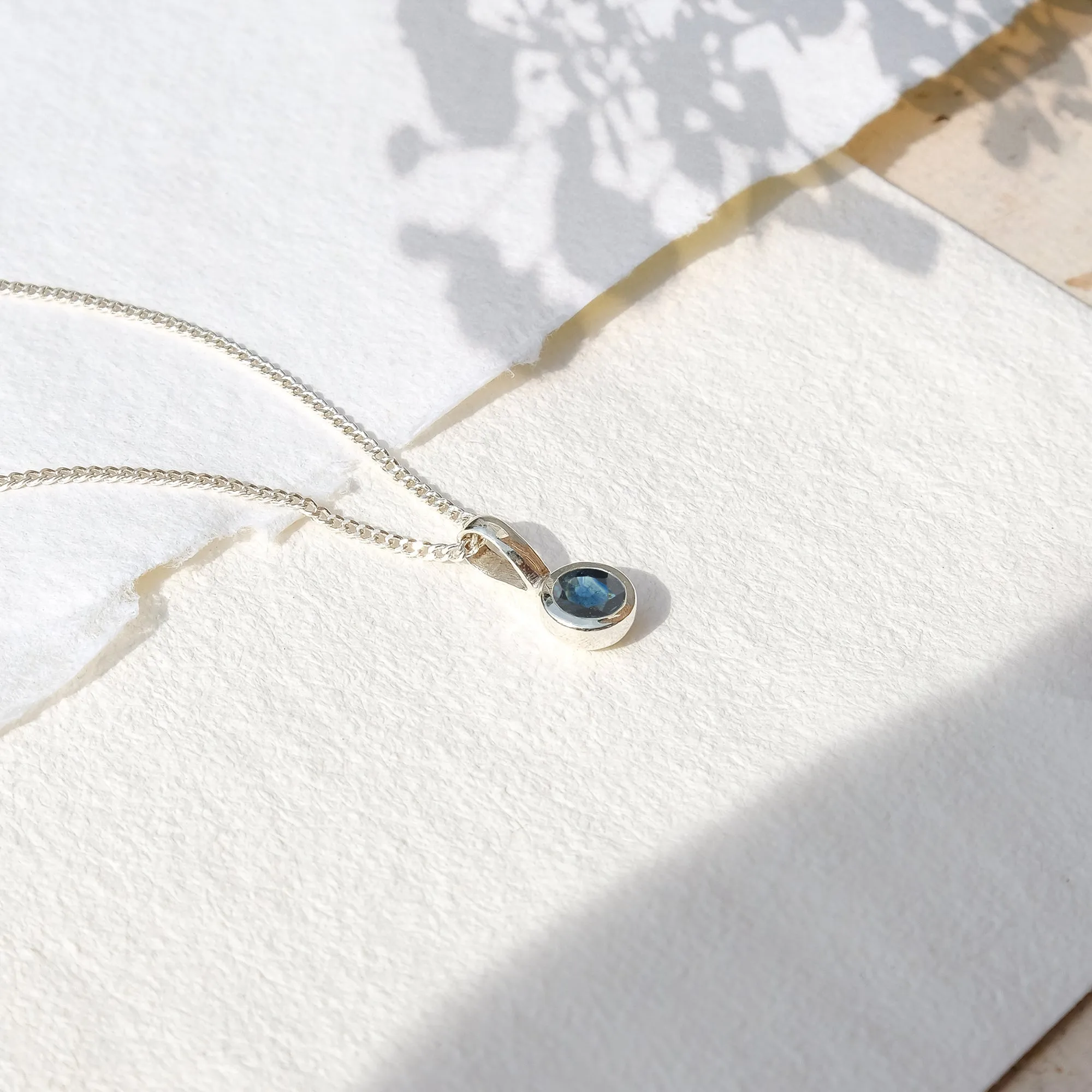 September Birthstone Charm Necklace - Sapphire