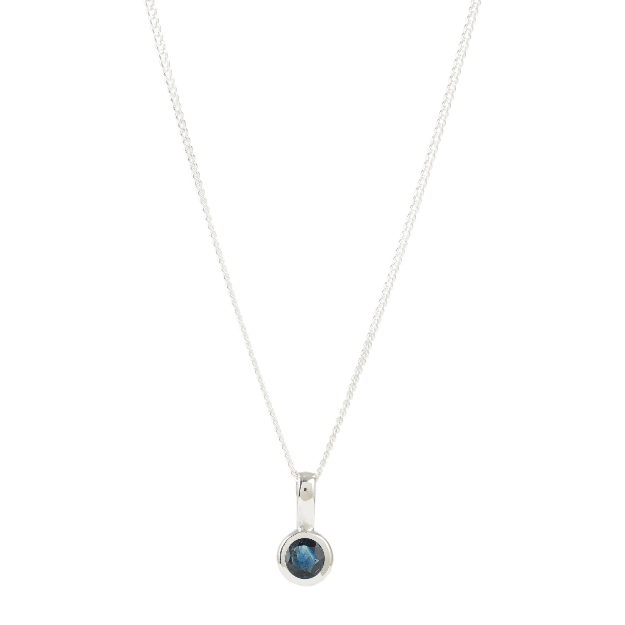 September Birthstone Charm Necklace - Sapphire