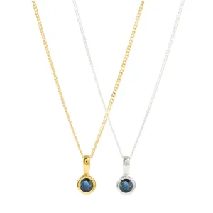 September Birthstone Charm Necklace - Sapphire
