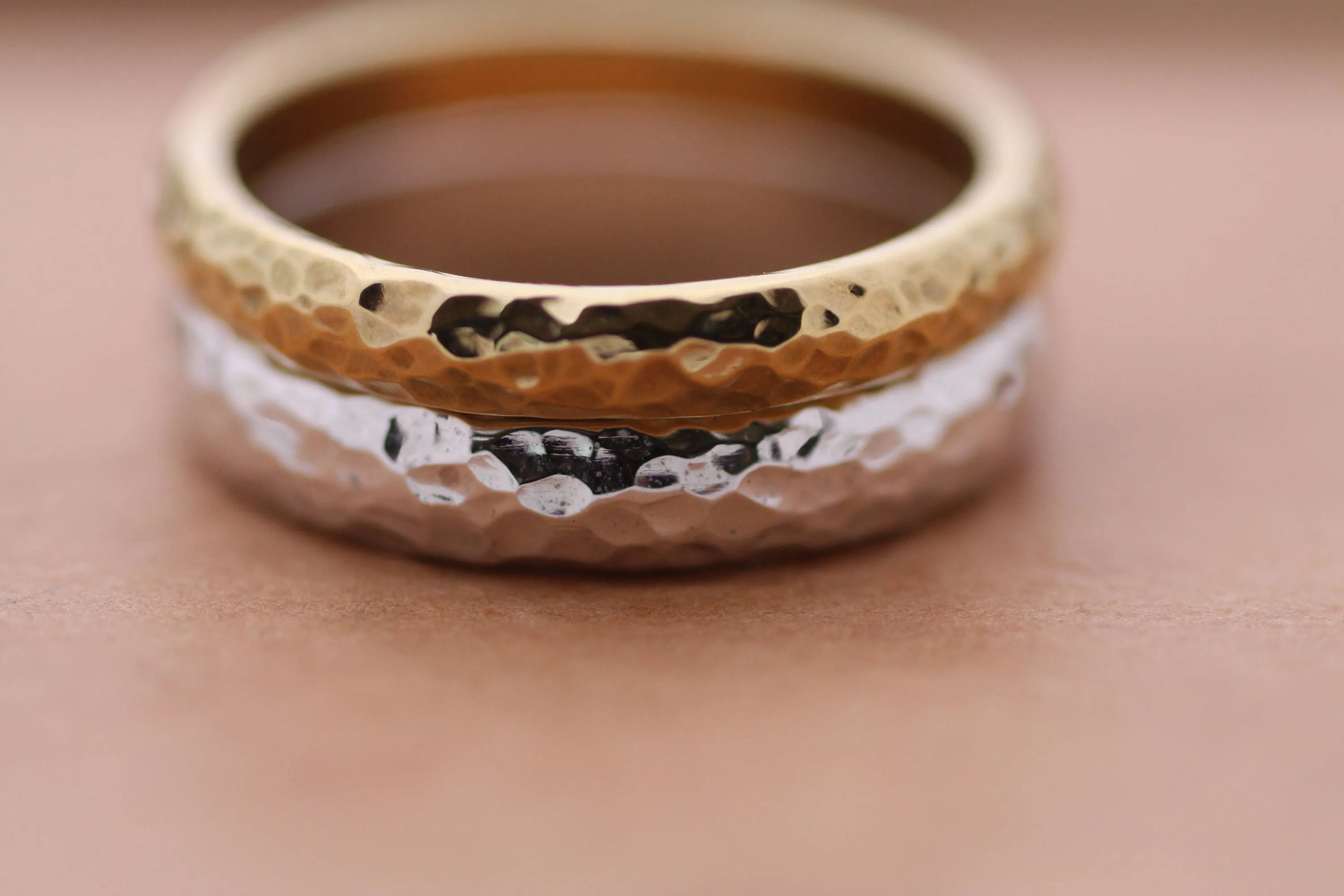 Set of Textured Gold Wedding Rings for couples