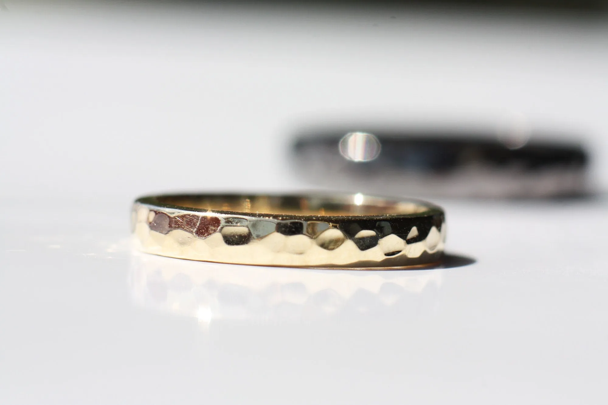 Set of Textured Gold Wedding Rings for couples