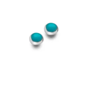 Silver and Turquoise round stud earrings