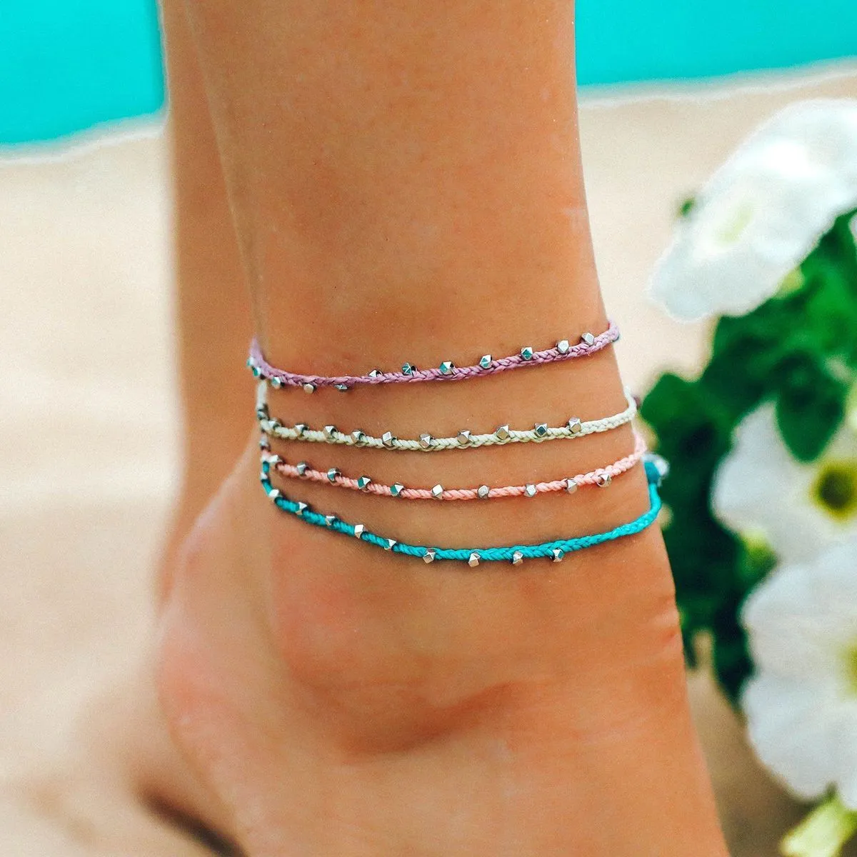 Silver Stitched Bead Anklet