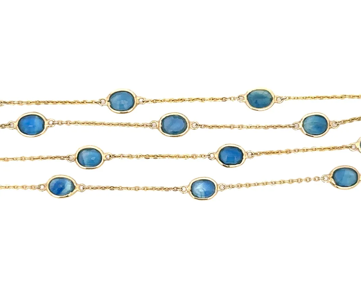 Small Oval Sapphire Channel Set Station Necklace