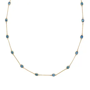 Small Oval Sapphire Channel Set Station Necklace
