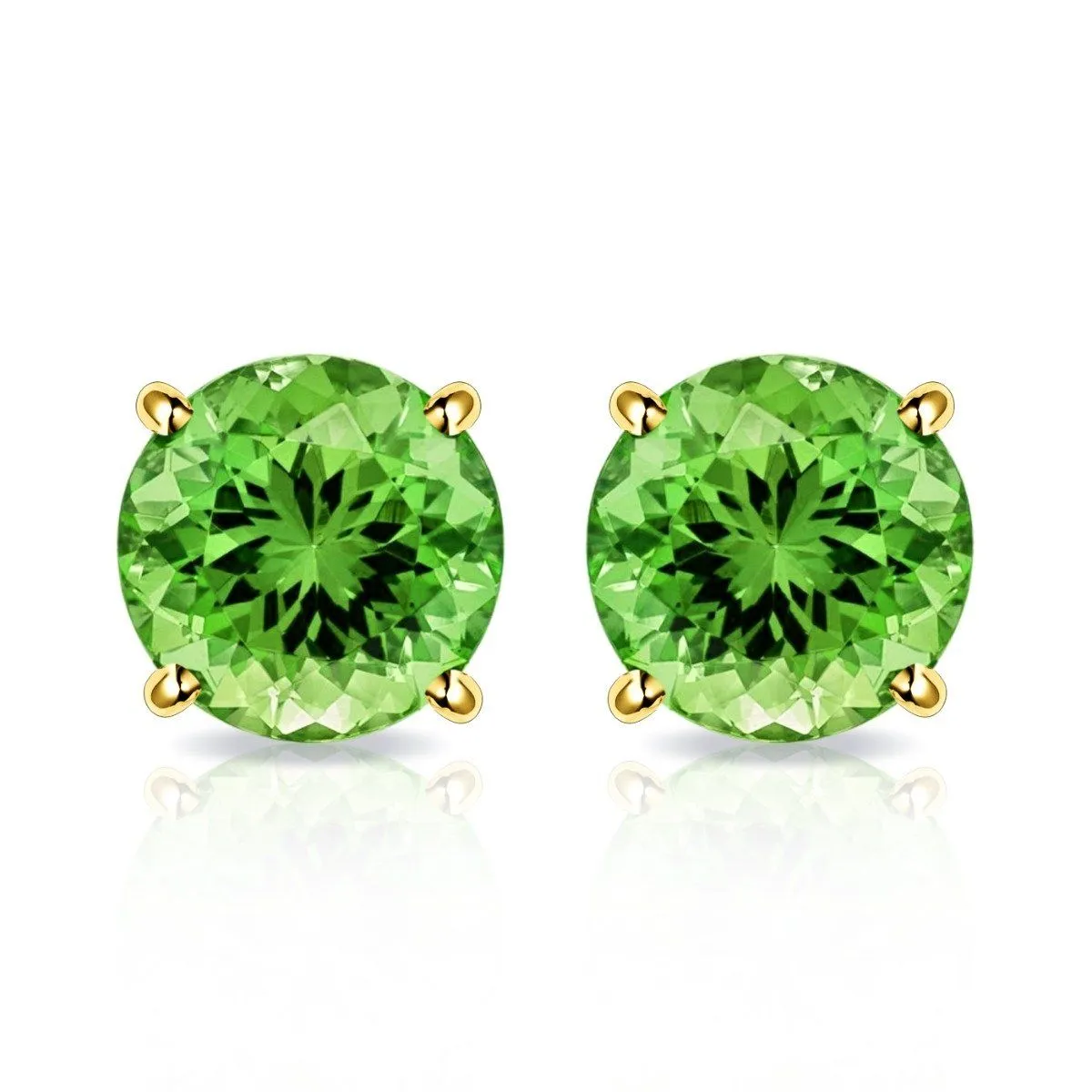 Solid 10K Gold 2.00 CTW Peridot Stud Earrings By MUIBLU Gems