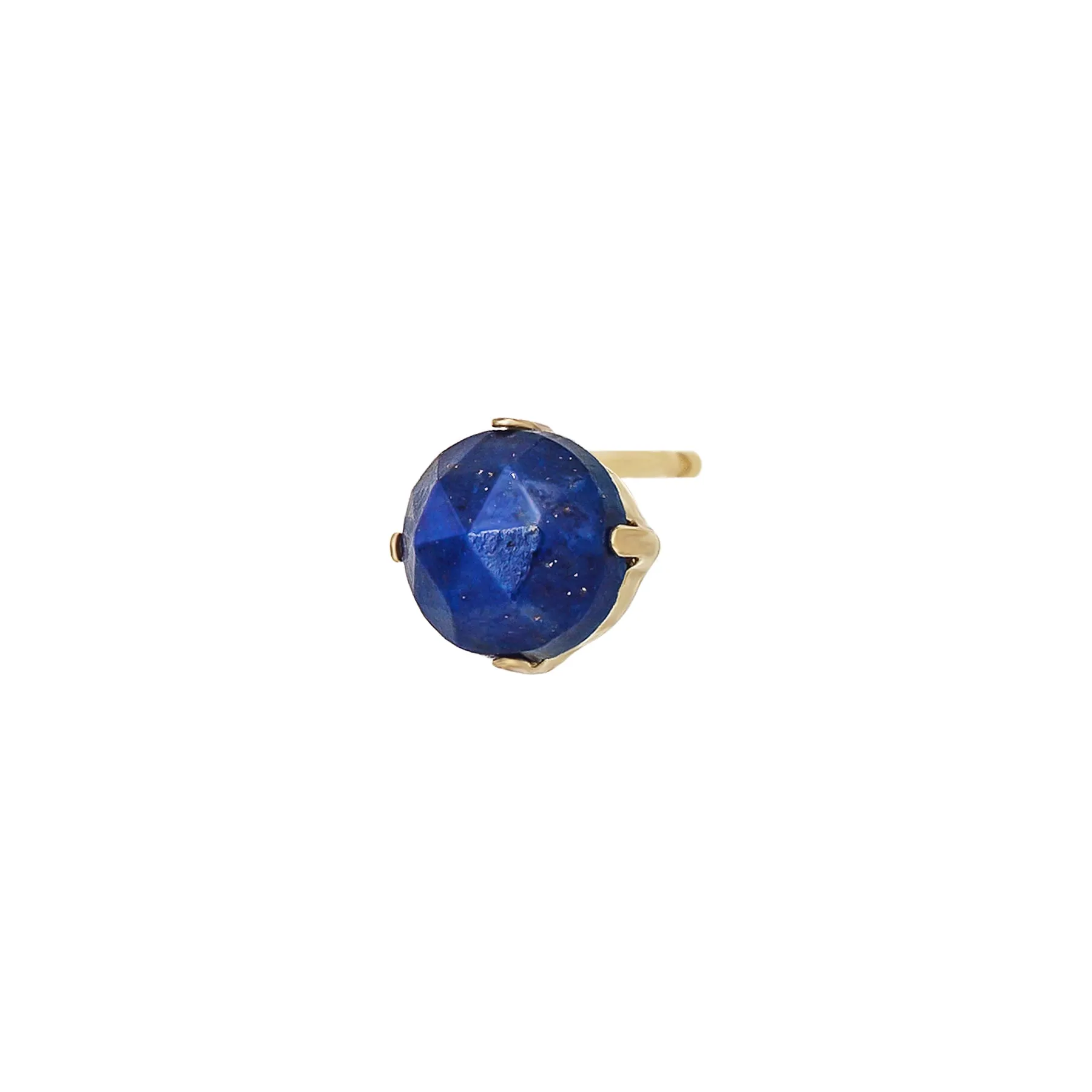[Solo Earring] 18K/10K Lapis Lazuli Circle Single Earring (Yellow Gold)