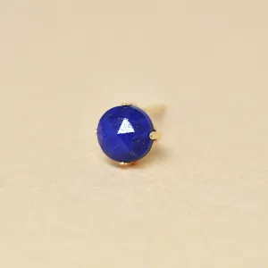 [Solo Earring] 18K/10K Lapis Lazuli Circle Single Earring (Yellow Gold)