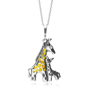 Sterling Silver Amber Large Giraffe Pendant