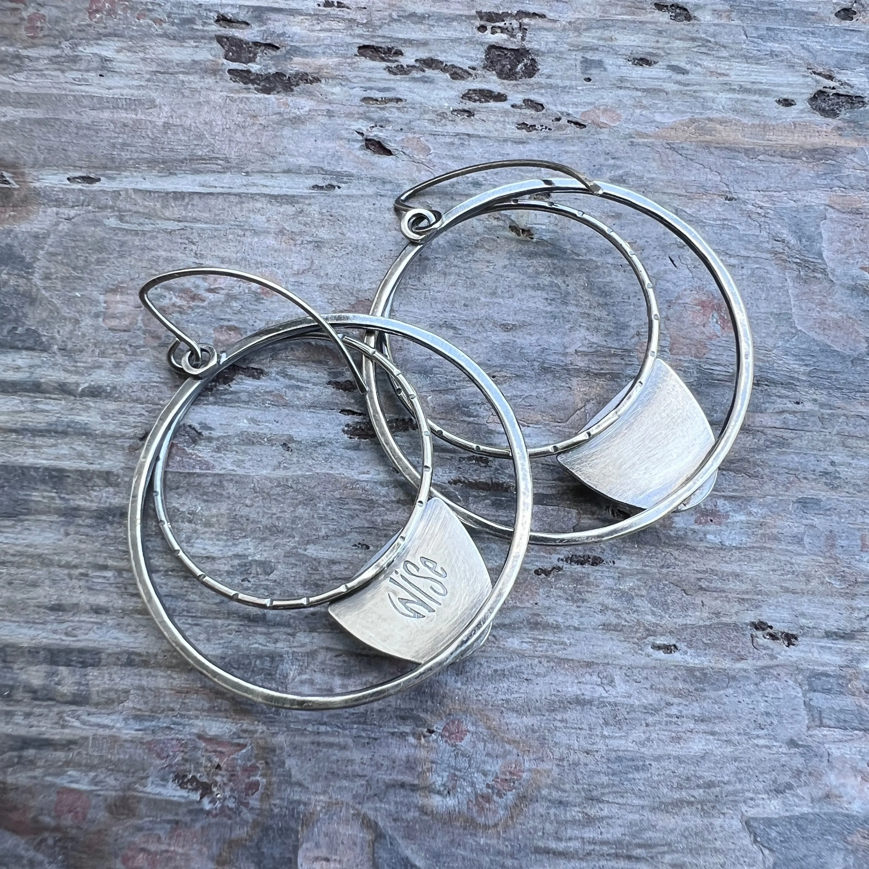 Sterling Silver Genuine Turquoise Hoops | Large Statement Earrings with Natural Stone