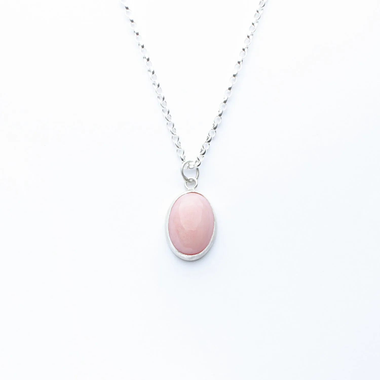 Sterling Silver Pink Opal Necklace