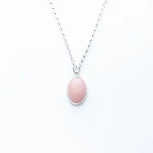 Sterling Silver Pink Opal Necklace