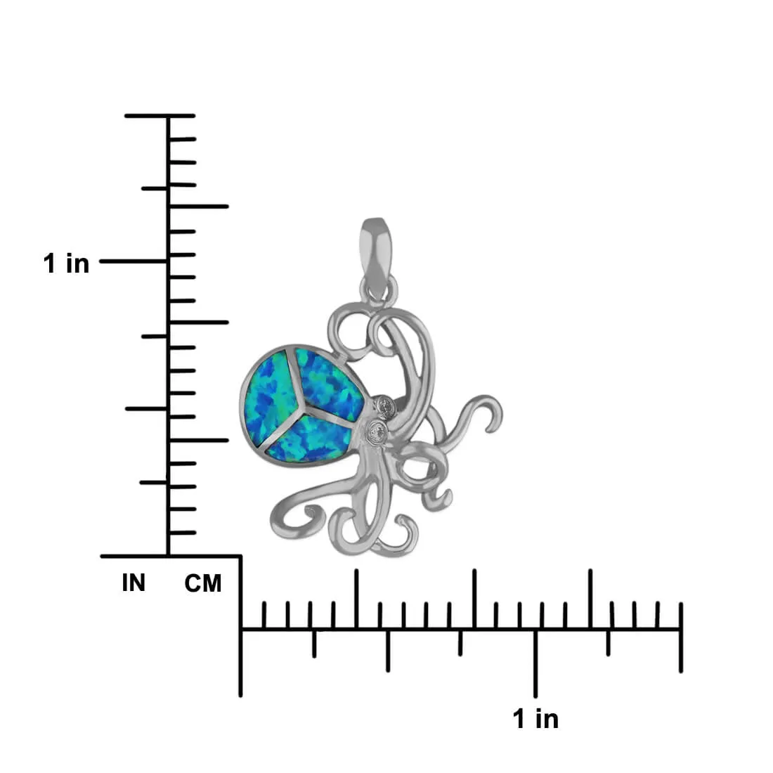 Sterling Silver Synthetic Blue Opal Octopus Pendant Necklace, 16 2" Extender