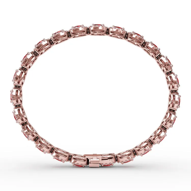 Striking Oval Ruby and Diamond Bracelet