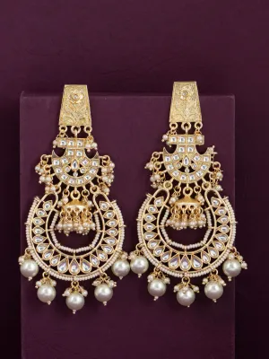 Sukkhi Splendid Pearl Gold Plated Kundan Chandbali Earring for Women