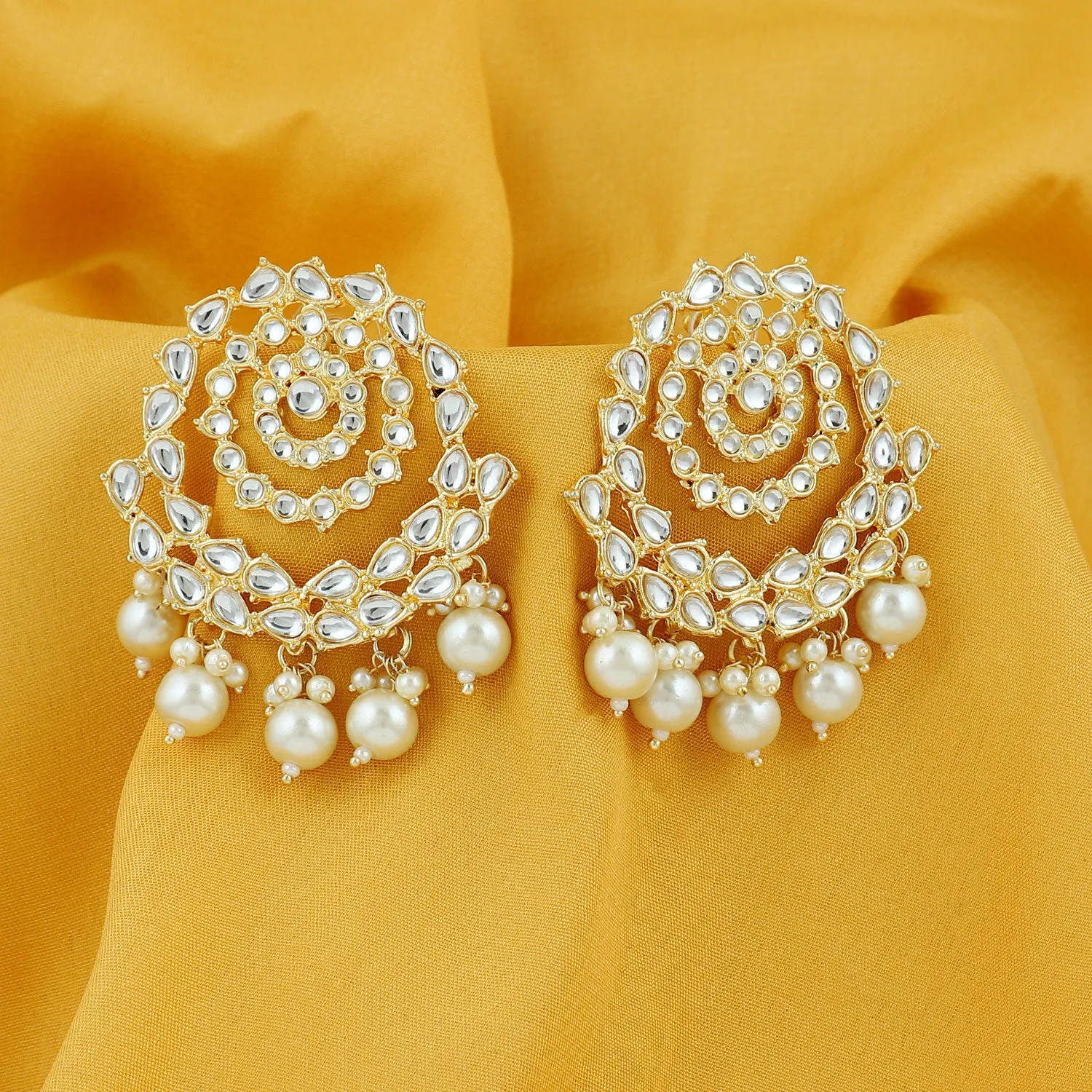 Sukkhi Splendid Pearl Gold Plated Kundan Dangle Earring For Women