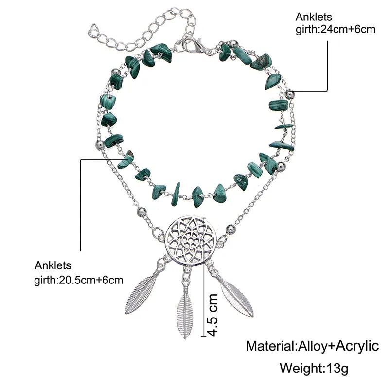 Trendy Green Dream Catcher Ankle Bracelets