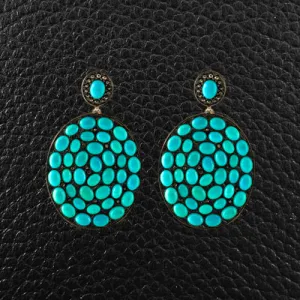 Turquoise & Diamond Dangle Earrings