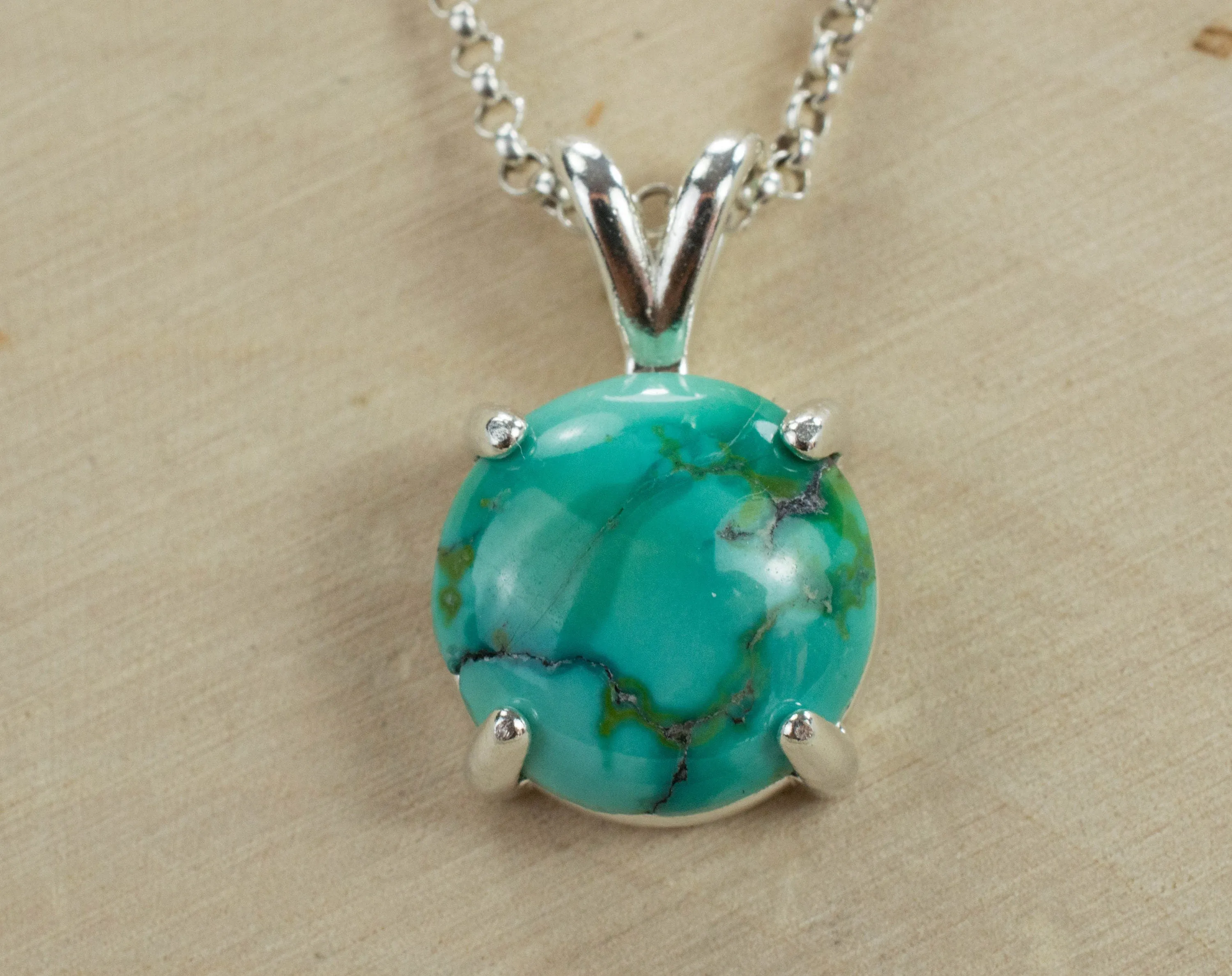 Turquoise Pendant, Genuine Untreated Hubei Mined Turquoise