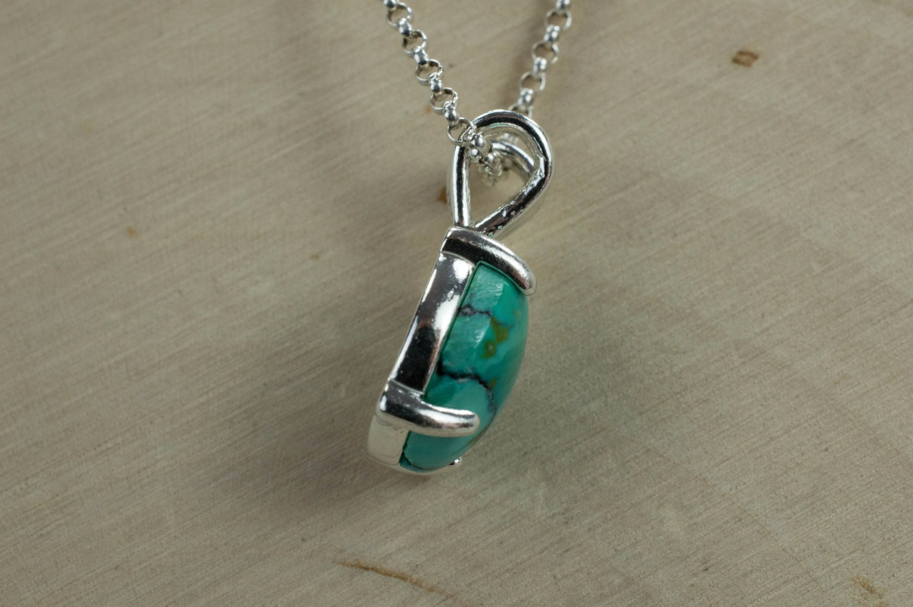 Turquoise Pendant, Genuine Untreated Hubei Mined Turquoise