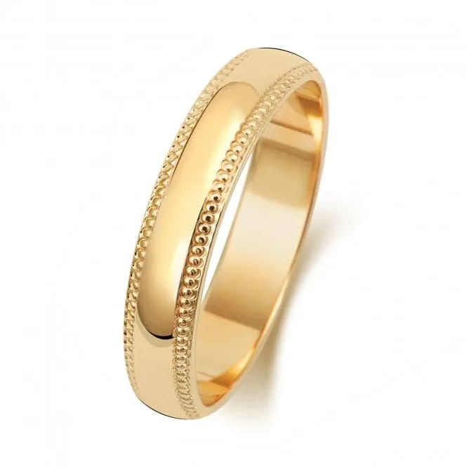 Wedding Band 9K D Shape Millgrain 4 mm-1.25 Wedding  Ring W184M