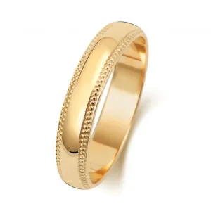 Wedding Band 9K D Shape Millgrain 4 mm-1.25 Wedding  Ring W184M