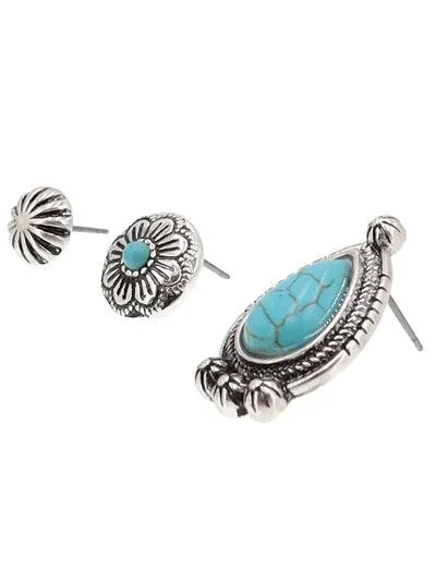 Western Turquoise Earrings 3 pr Set
