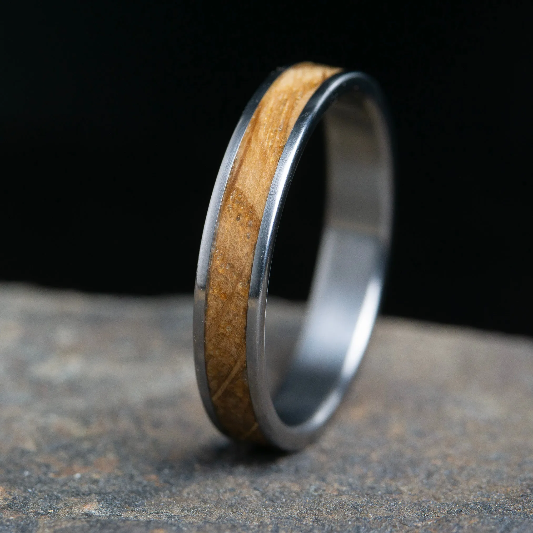 Whiskey for the Ladies, Whiskey Barrel Wood and Titanium wedding ring