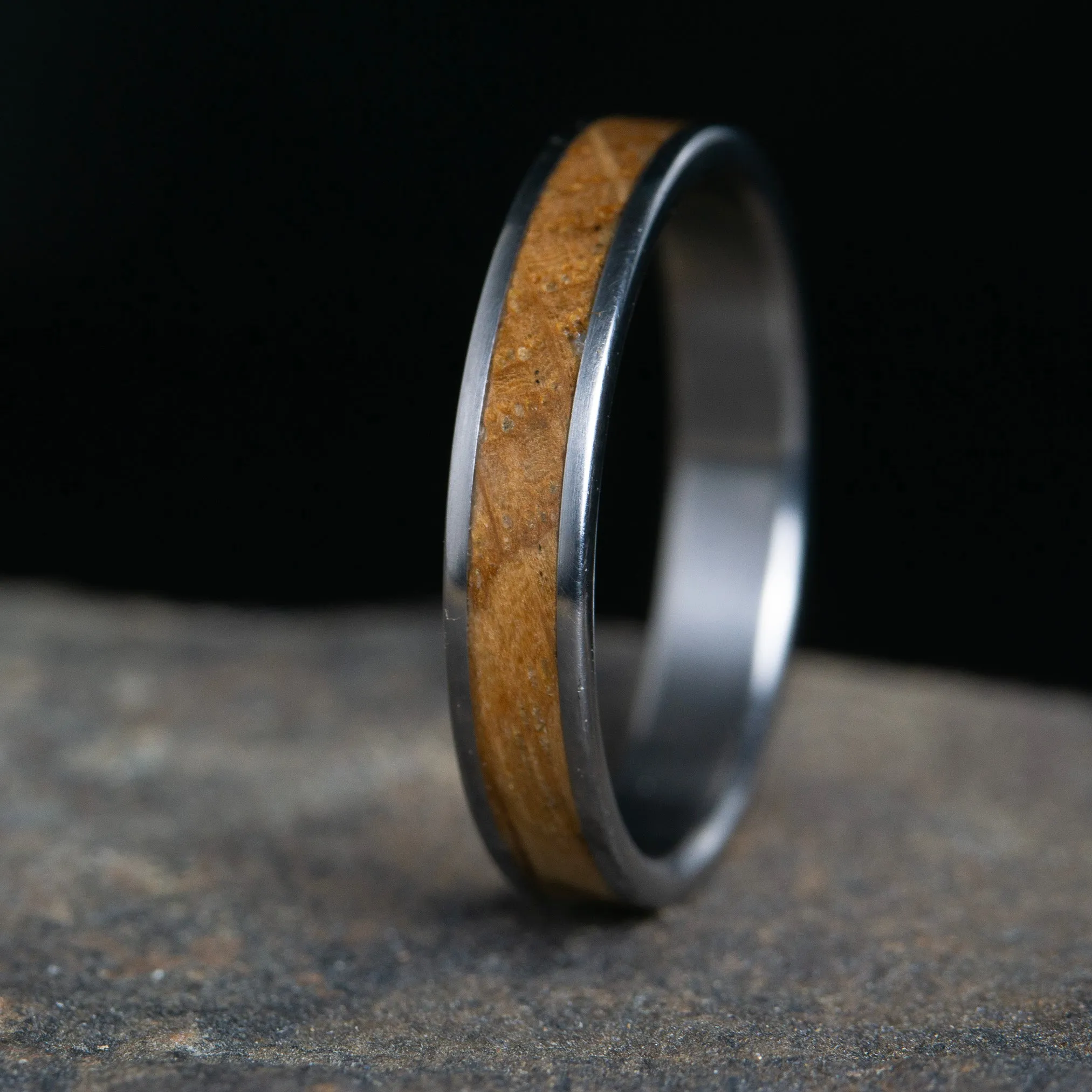 Whiskey for the Ladies, Whiskey Barrel Wood and Titanium wedding ring