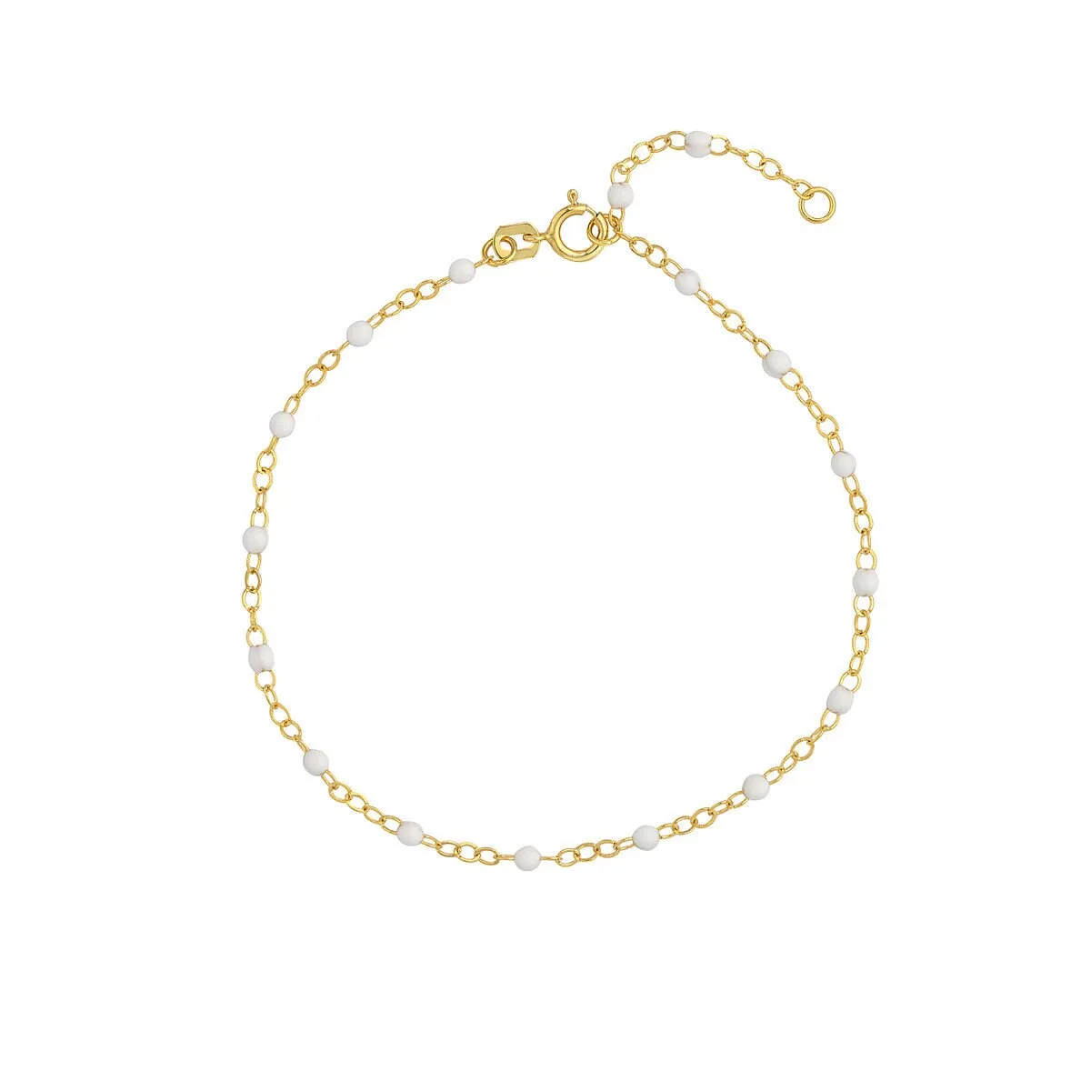 White Enamel Bead on Piatto Anklet