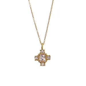 White Sapphire Byzantine Cross Necklace