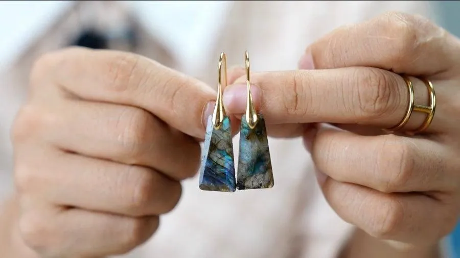 Wiluray Amazonite Gold Drop Earrings