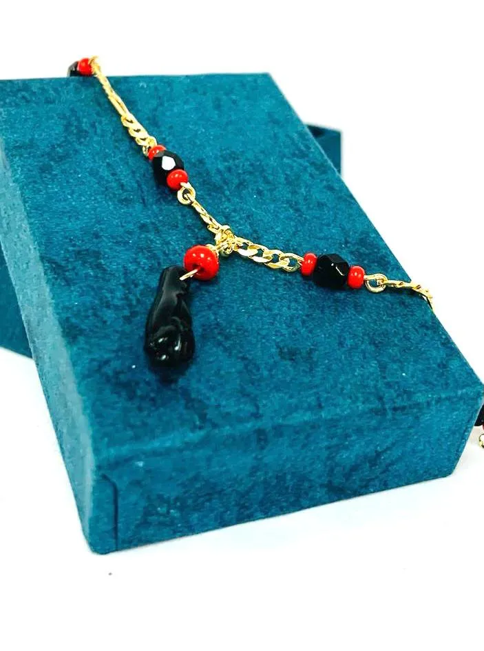 Women's Azabache Bracelet / Azabache Bracelet 7.25" / Gold Filled Bracelet / Azabache Hand Bracelet / Bracelet / Good Luck Bracelet / Pulsera de Azabache / Pulsera para Mujer