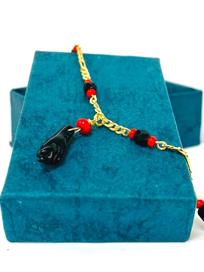 Women's Azabache Bracelet / Azabache Bracelet 7.25" / Gold Filled Bracelet / Azabache Hand Bracelet / Bracelet / Good Luck Bracelet / Pulsera de Azabache / Pulsera para Mujer