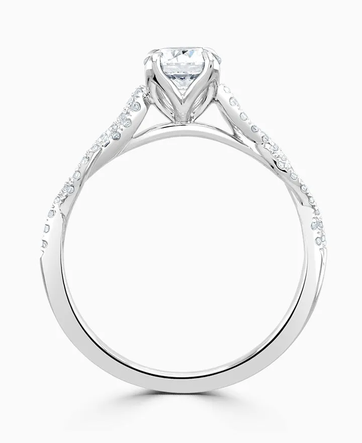Zahara Platinum Round Brilliant Cut Diamond Engagement Ring - 0.87ct
