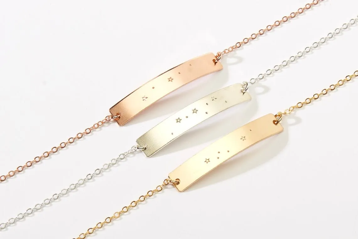 Zodiac Constellation Rectangle Bar Bracelet - CG337B. Starts at
