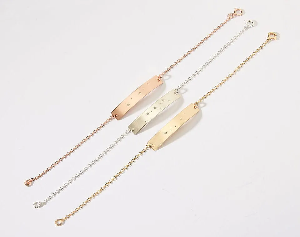 Zodiac Constellation Rectangle Bar Bracelet - CG337B. Starts at